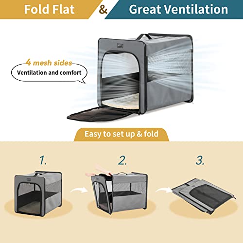 ideal für platzsparenden Transport großer Rassen bis 45 kg (89 Zeichen). Detailansicht der doppelten Türen an der Petsf...