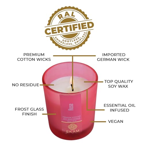 Image of EKAM Rose Votive Soy Wax Scented Candle, 40 Grams, 10 Hours Burn Time| Long Lasting Premium Candles | Ideal for Home Decor | Gifting & Aromatherapy