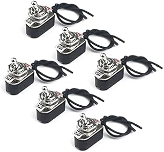 6Pcs 3A 250VAC/6A 125VAC Waterproof Metal Mini Rocker Toggle Switch with Pre-Wired, ON-Off 2 Position 2 Pins SPST Auto Rocker Switch for Car Truck Boat