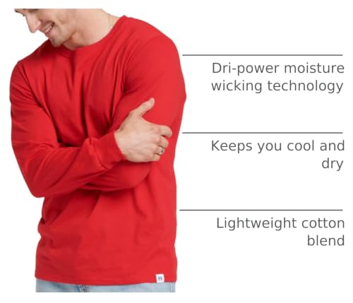 Image of Russell Athletic Men's Dri-Power Long Sleeve Tees, Moisture Wicking, Odor Protection, UPF 30+