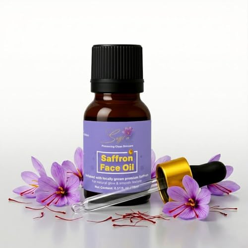 Pure Organic Saffron Face Oil with real and natural Saffron Stran...