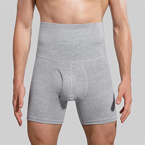 Full Rise Boxers Briefs Cotton Mens Underwear Breathable Men's Panties Tummy Tuck Shapewear Shorts (Color : Light Gray, Size : XL/X-Large)2