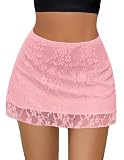 Avidlove Sexy Skirts for Women Micro Skirt Lace Mini Skirt Y2K Short Going Out Skirt (Pink, S)