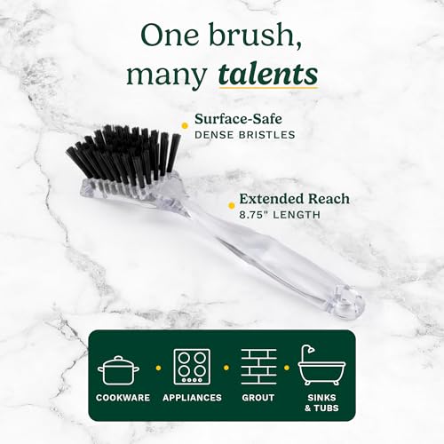 Image of Cuisinart Dish Brush with Handle 2 Pack - Kitchen Scrub Brush for Dishes, Pots & Pans, Non-Scratch Dish Scrubber, Firm Bristles for Sink & Cookware, Comfortable Grip for Everyday Cleaning