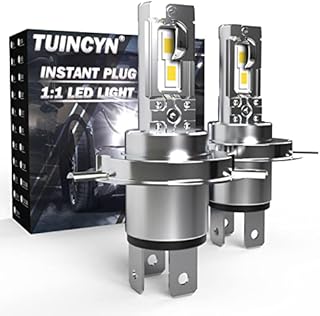 TUINCYN H4 LED Headlight Bulbs 55W 6500K, 1:1 Mini Size Super Bright CSP Chip Cool White 12000LM Low Beam Headlight Conversion Kit Plug and Play LED Fog Light Bulb, Pack of 2