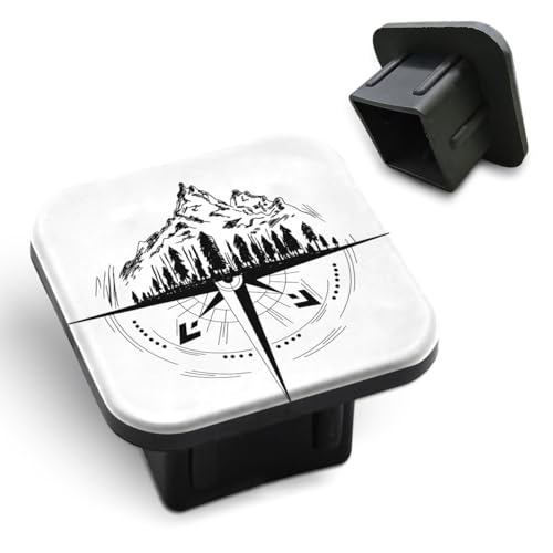 Tnomchey Compass Rubber Hitch Covers Vintage Nature Mountain Adventure Trees Nautical Trailer Hitch Cover Tube Plug Insert Cap Fit for 2