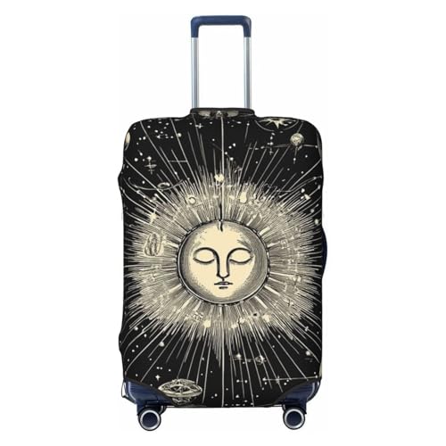 Travel Luggage Suitcase Protector Zipper Closure Baggage Protector for 19-32 inch Suitcase, Anti-Scratch Luggage Case Protective Cover, Washable (Vintage Sun and Moon Star Trail Art)