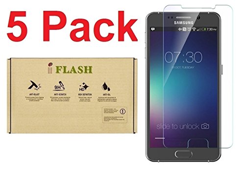 IFLASH [5 Pack Promotion] Tempered Glass Screen Protector For Samsung Galaxy NOTE 5 (SM-N920i) - Crystal Clear / 2.5D Rounded Edges / 9H Hardness/Scratch Proof/Bubble Free/Oleophobic Coating