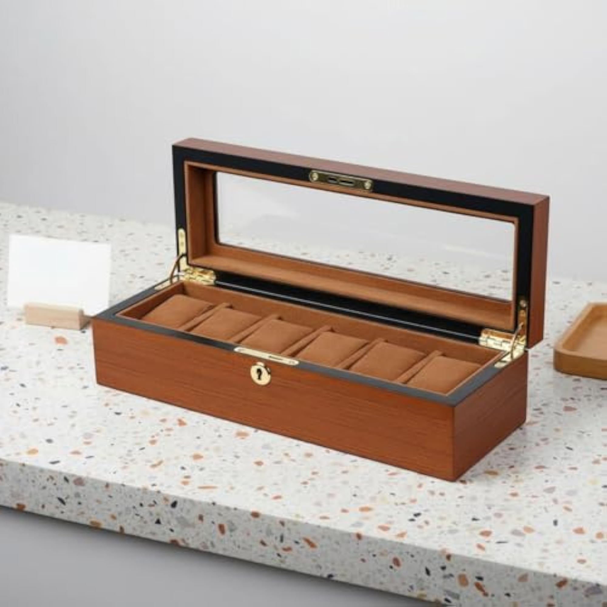 Cushioned Compartments Wooden Watch Display Box