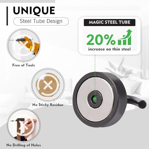 Image of Neosmuk Magnetic Hooks Steel Tube Design for Cruise,40lb+ Grey,10 Pack