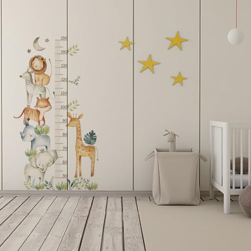 1 Stück Messlatten-Wandaufkleber, 1 Stück Doppelseitiges Weiches Lineal, Messlatten-Tieraufkleber, Kinderzimmer-Dekorationsaufkleber, Höhenaufzeichnungs-Wandaufkleber