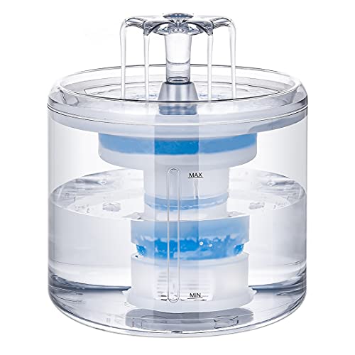Cat Water Fountain, Pet Water Fountain 2.6L/88oz, BYEWIRE Cat Dog Water Dispenser,Quiet Automatic Kitty Fountain, Pet Drinking Fountain for Cats Dogs with Filters,AC Adapter,Cleaning Kits(Transparent)