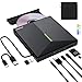 ORIGBELIE External CD DVD Drive with 4 USB Ports and 2 TF/SD Card Slots, USB 3.0 Portable CD/DVD Disk Drive Player Burner Reader Writer for Laptop MacBook Desktop PC Windows 11/10/8/7 Linux Mac OS