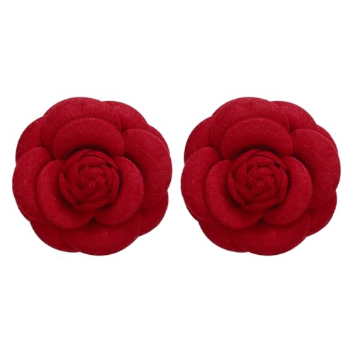 Image of PATIKIL Camellia Fabric Pin, 2 Pcs Flower Brooch Artificial Flowers Brooches for Women Girls Cloth Wedding Party Decor Accessories Jewelry Gift, White