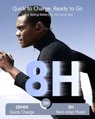Image of DEMICEA Open Ear Sport Headphones, Soft Silicone Wireless Bone Conduction Earphones, Powerful Bass, 10H Lasting, Multipoint Capable, Quick Charge, Built-in 32GB MP3
