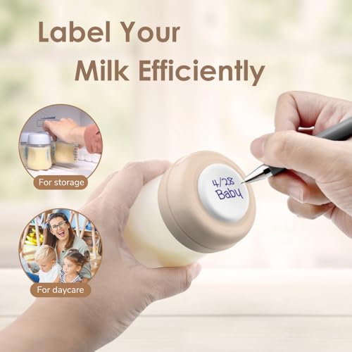 Image of Maymom Screw Lids Aka Travel Caps with Rewritable Sealing Disc Compatible with Avent, Maymom Wide Mouth Bottles; Cap Replace Avent Natural Bottle Sealing Ring and Sealing Disc, 6pcs. (Khaki)