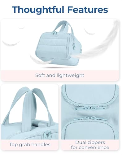Image of Handcuffs Polyester Toiletry Kit Bag for Women - Hanging Makeup Organizer, Travel Cosmetic Pouch, Lightweight Grooming Case (Light Blue)