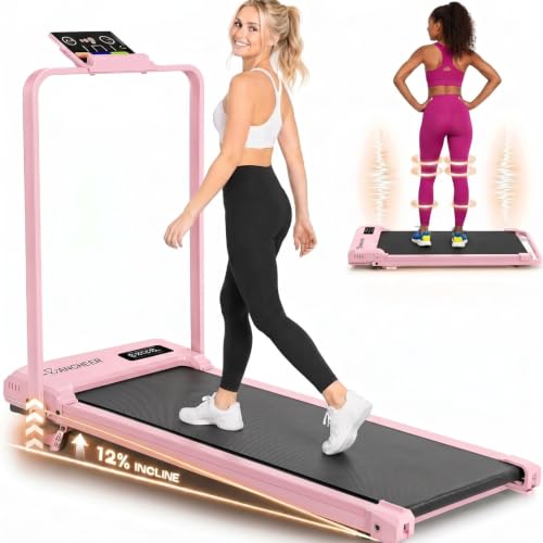 Image of ANCHEER Walking Pad Treadmill with 5-12% Incline, 3.0HP Under Desk Treadmill with Handle Bar, 16 inch Wide Belt, 320LBS Capacity, Portable Quiet Foldable Walking Pad for Home /Office