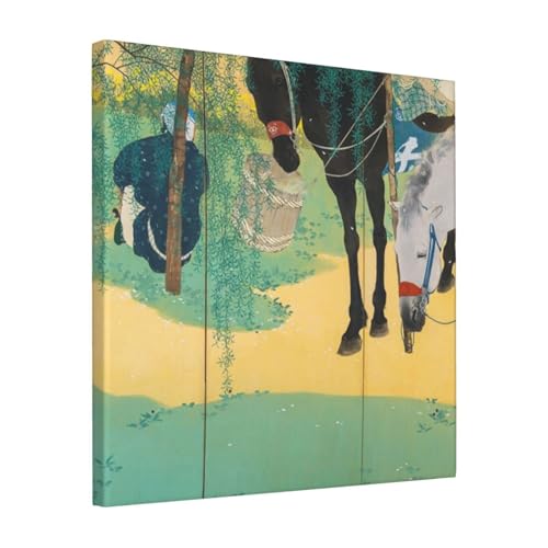 絵画 フレーム装飾画 木島櫻谷 駅路之春 右 キャンバスアート アートパネル 壁画 壁掛け 絵 モダンアート 版画 壁飾り 世界の名画 ポスター 40x40cm