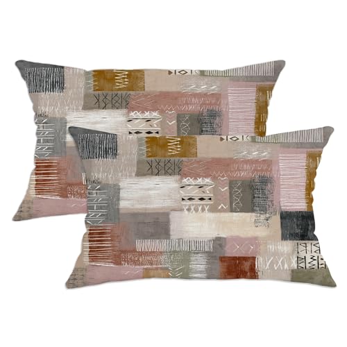 Geometric Throw Pillow Covers Set of 2, Modern Bohemian Abstract