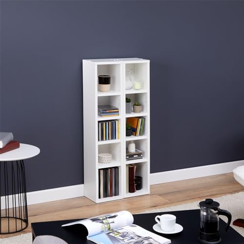 IDIMEX Etagères modulables Musique pour CD, DVD et Livres, Lot de 2 Meubles de Rangement en Colonne, 10 Compartiments, Design Moderne, Pratique, mélaminé...