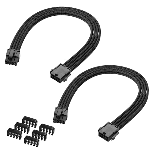 ELFJMZP Verlängerungskabel-Adapter ATX 8-polig auf ATX 8-polig (6+2) Stecker, Weiß, für PC Build, High-End-GPU-Kabel-Layout, 30 cm (schwarz)