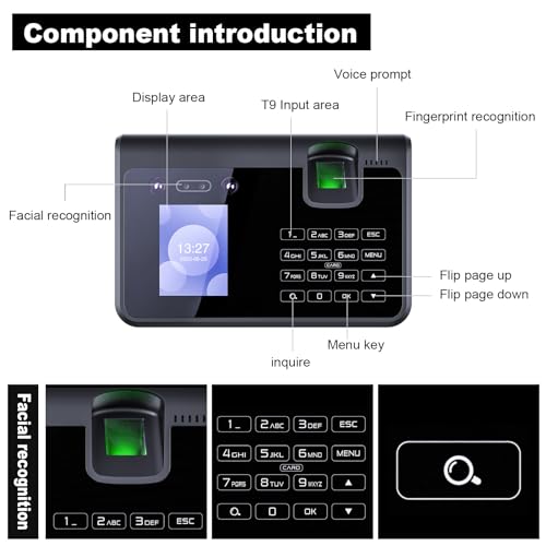 hanvate Time Clocks for Employees Small Business, Biometric Employee Time Attendance Machine, Automatic Punch, Fingerprint/Face Scanner/Palm/Pin Time Clock, USB Download Data