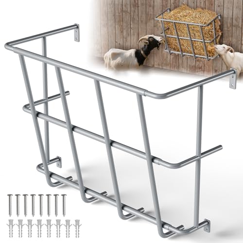 Dabolang Hay Feeder for Goats,18.5 Gallons Livestock Feeder,Heavy-Duty Steel Goat Hay Rack,Wall Blanket Holder,Multiple Sided Hay Feeder Holder for Horses,Sheep,Goats,Indoor Outdoor Uses
