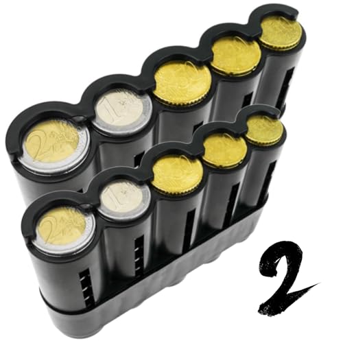Portamonedas con clasificador de 5 monedas. Apto para Camareros, Taxis, Vendedores ambulantes, Repartidores (pack 2u)