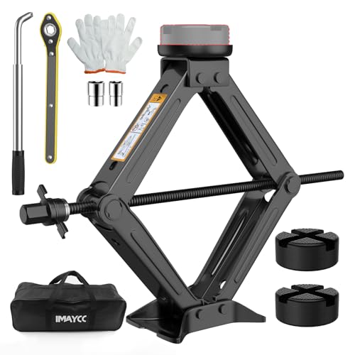IMAYCC Car Jack Kit 2.5 Ton Scissor Jack Portable Car Jack and Stand Kit, Tire Changing Kit with...
