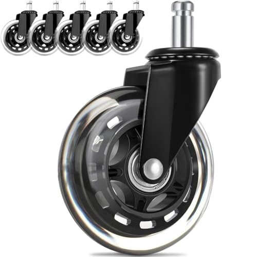 La mejor selección de Sillas Con Ruedas para Oficina - solo los mejores. 46 5 Ruedas para Silla de Oficina Silenciosas con base nylon Goma 2mm, Llantas Silla Oficina 3 Pulgadas, Universal Ruedas de Oficina con Protección de Piso, Insertos 11x22mm, 250kg...
