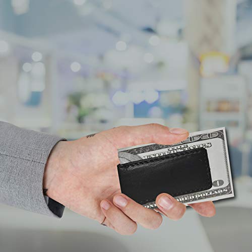 Image of LB LEATHERBOSS Men's New Leather Strong Magnetic Money Clip (Black)