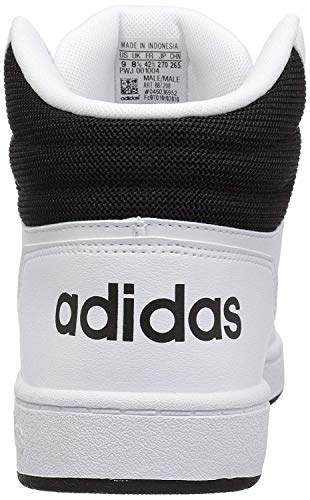 adidas Men's Hoops 2.0 Mid Basketball Shoe, white/black/black, 8.5 M US