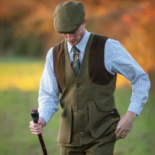 Walker and Hawkes Men's Derby Tweed Berston Waistcoat - Stylish Teflon-Coated Outerwear Vest with Moleskin Trim & Pockets2