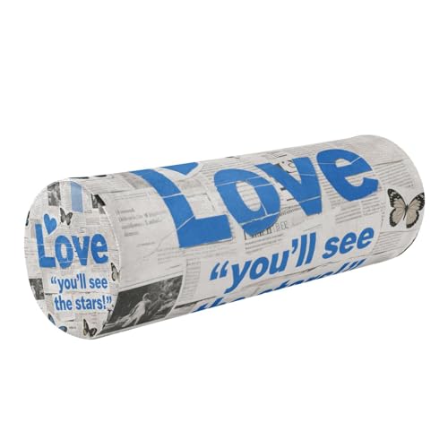 EtherSpher Blue and White Collage Poster Decorative Roll Pillow Covers with Zipper Round Cushion Pillow Foam Cylinders Lumbar Support for Bed almohada para piernas
