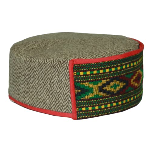 Image of Vastraa Fusion Himachali Topi for Men | Nepali Headwear | Traditional Kullu Cap | Pahadi Topi | Kashmiri Hat | Wool Handcrafted Ethnic Wear