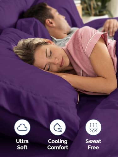 Image of Extra Deep Pocket Twin XL Size Sheet Set - Breathable & Cooling - Purple