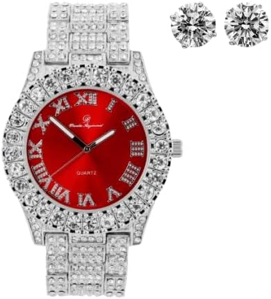 Mens Big Rocks with Roman Numerals Fully Iced Out Colorful Dial Watch - ST10327 RN Single