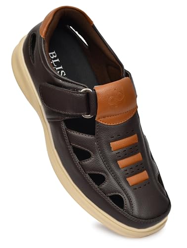 Image of Super Soft Ortho Friendly Adjustable Velcro strap Doctor Sandal & Cushioned Footbed Lightweight Anti-Slip Sole Casual Sandals in Dual Comfortable Stylish for Men BB1037