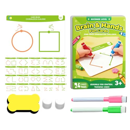 Giwuence Gehirntrainingskarten - Logisches Lernspielzeug - 20 Karten für das Training der linken und rechten Gehirnhälfte | Für Handkoordination und Feinmotorik