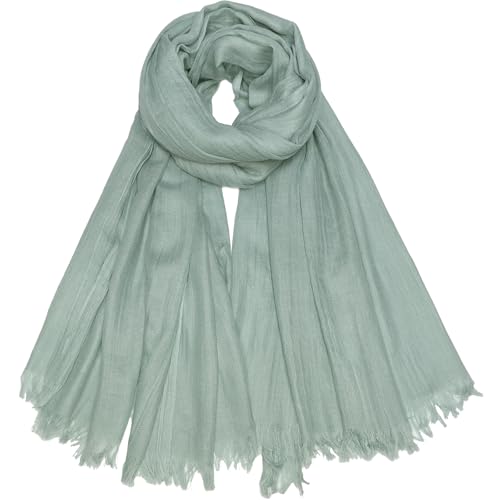 Damen Sommer Schals Baumwolle Leichte Große Lange Gaze Damenschal Eleganter Plain Tücher 75×43 Mintgrün