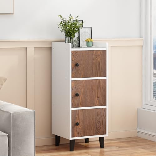Image of Amazon Brand - Umi 3 Tier Engineered Wood Storage Cabinet Units with Door for Living Room Home Kitchen Storage Rack Dresser Organizer Bedside Table Nightstand Space Saving Furniture - 41x38x102cm