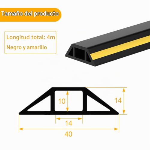 Miniatura 2 de Canaletas Para Cables Adhesivas Suelo 400 Cm, Pasacables Suelo Pvc Flexible Negro, Calha Para Cabos Fácil De Cortar Con 3 Canales De Cable, Canaleta Cables Suelo Para Oficinas, Talleres, Almacenes