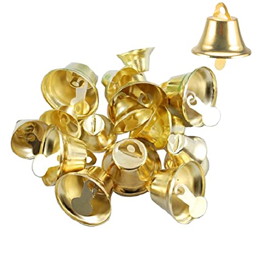 VALICLUD 100pcs Gold Liberty Bells Christmas Jingle Bells Mini Craft Vintage Brass for Christmas Wind Chimes Making (Diameter 25mm)
