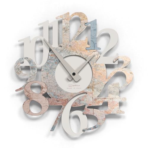 Giallobus - Orologio Bilay - Carved - Legno Mdf - Premium 30x30‎‎cm - 17 - Mixed marble - Artigianale Made in Italy - Silenzioso - Idea regalo - Moderni doppio livello