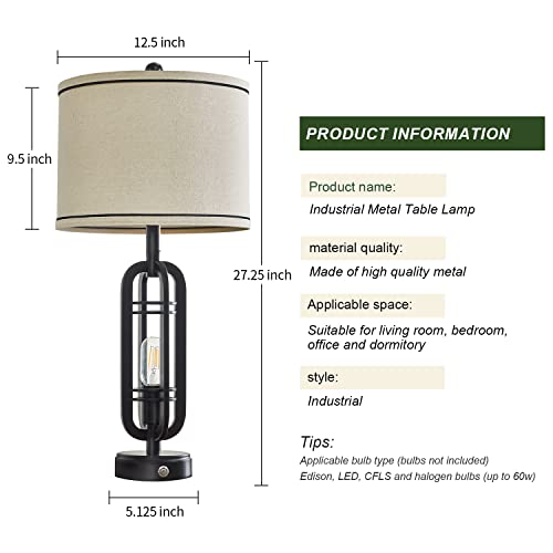 G-Safava 27.25 Inch Industrial Table Lamp Set Of 2 With 2 Usb Ports, 3 Way Dimmable Touch Control Nightstand Lamp，Vintage Modern Farmhouse Desk Lamps For Living Room Bedroom Hotel, 4 Bulbs Included #TOP6