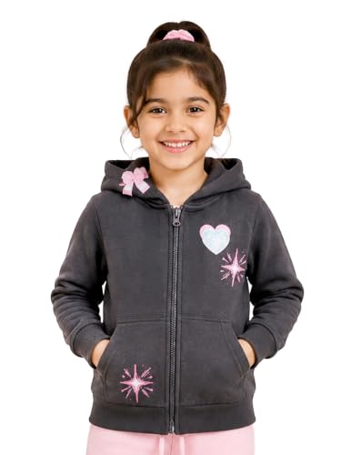 Image of Unisex Kids Solid Full Sleeve Zip Front Open Hooded Sweatshirt