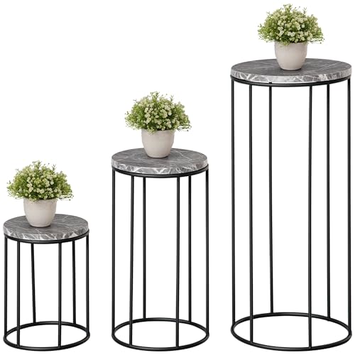 Outsunny Blumenständer 3er Set aus Metall Pflanzenständer Set in...