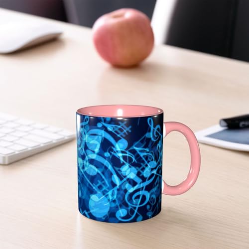 Tasse à thé en céramique notes de musique bleues 325ml - 7