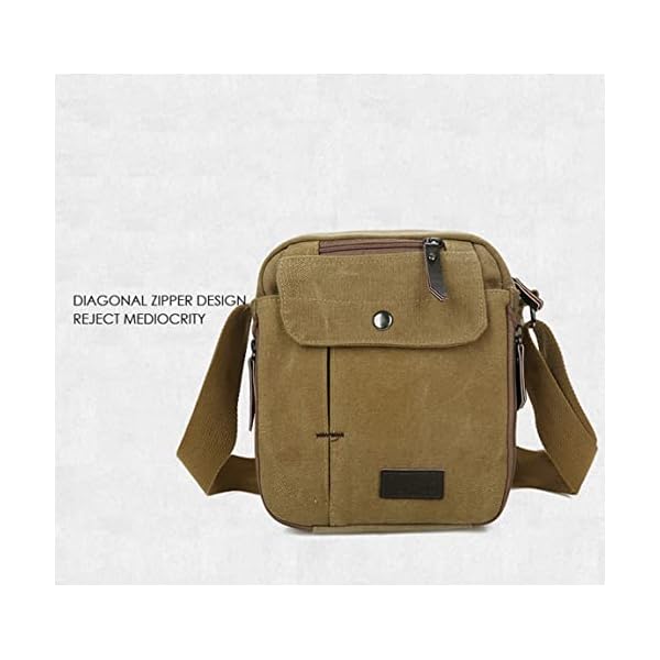 navor Vintage Canvas Crossbody Shoulder for Men - Small Lightweight Messenger Bag - Compact Carry-on Bag with Multi-Pockets - Comfy Premium Multipurpose Travel Bag - Brown - Image 7